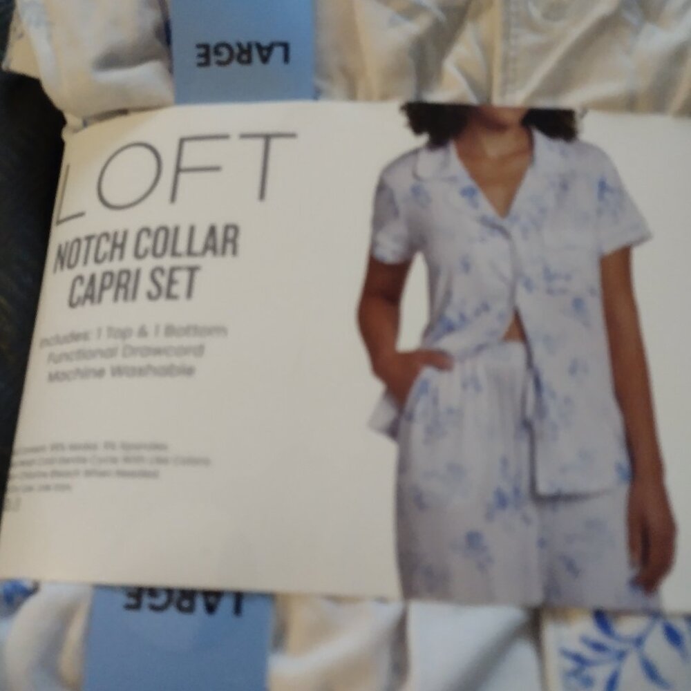 Loft blue floral pajama set large